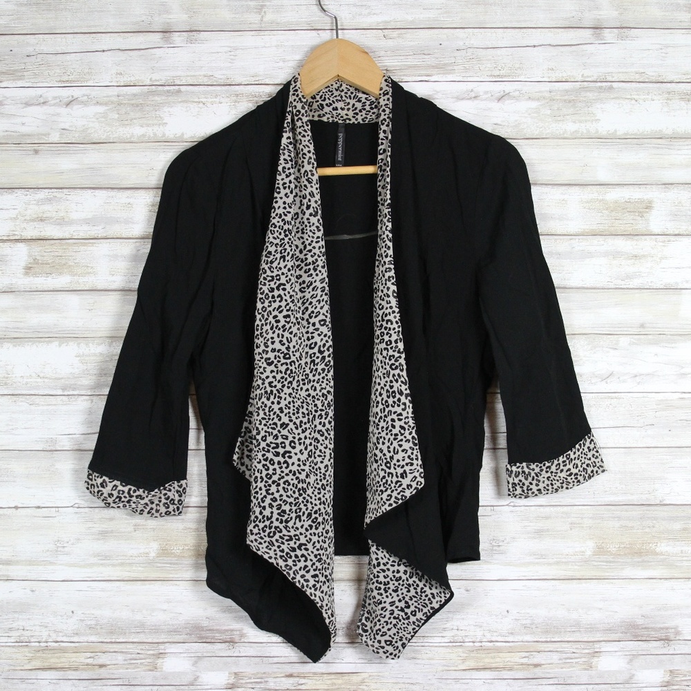 Peppermint Black & Leopard Cardigan sz Sm